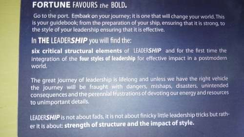 THE LEADERSHIP Dr Mark Manley Building Leadership Structure and Styles for the Great Journey