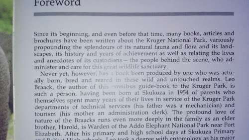 KRUGER NATIONAL PARK A Visitor's Guide LEO BRAACK
