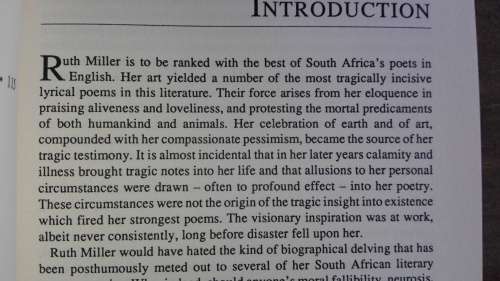 RUTH MILLER POEMS PROSE PLAYS Edited and Introduced by LIONEL ABRAHAMS