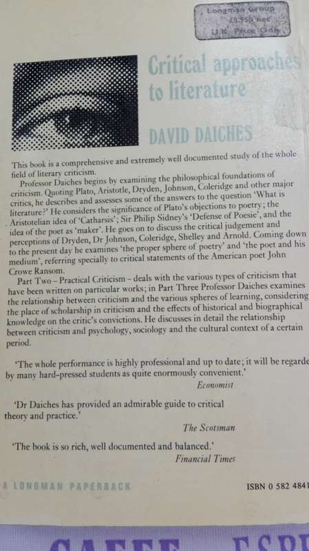 CRITICAL APPROACHES TO LITERATURE DAVID DAICHES ( English language )