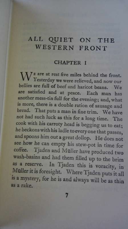 ALL QUIET ON THE WESTERN FRONT ERICH MARIA REMARQUE ( World War One WW1 )