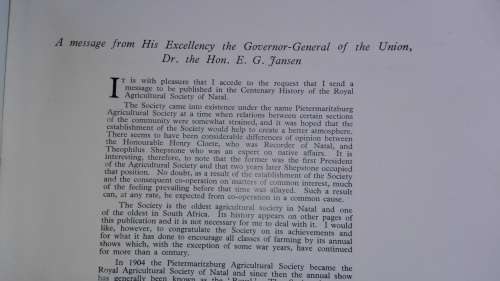 2 Books A History of the Royal Agricultural Society of Natal plus Natal`s Royal Show Ruth Gordon