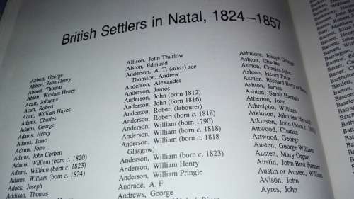 BRITISH SETTLERS IN NATAL Biographical Register 1824 - 1857 CADLE to COVENTRY   O`BYRNE SPENCER