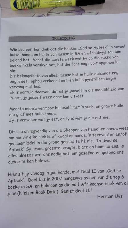 GOD SE APTEEK HERMAN UYS Deel II  Eet jouself gesond ...