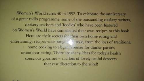 WOMAN`S WORLD 40th BIRTHDAY CELEBRATION COOKBOOK  ( Hardcover  cook book Womens world radio    )