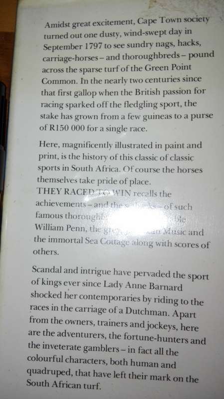 THEY RACED TO WIN 1797 -1979 A History of Racing in South Africa JEAN JAFFEE