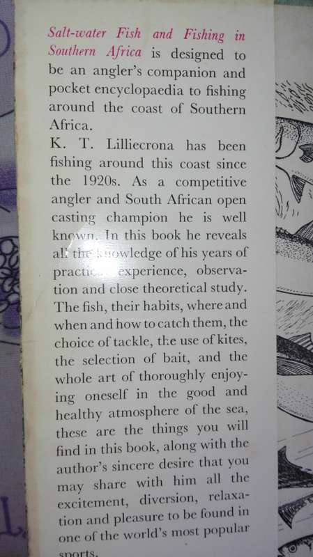 SALT WATER FISH and FISHING in SOUTHERN AFRICA K T LILLIECRONA 1966 Old angling book