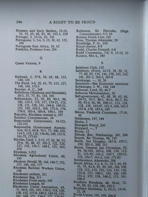 A RIGHT TO BE PROUD A P Di PERNA Rhodesiana Reprint Silver Series Vol. 22