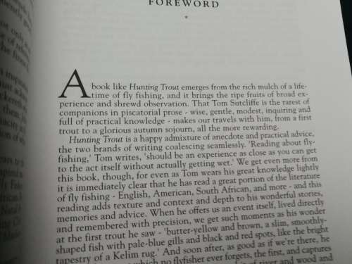 HUNTING TROUT Angles and Anecdotes on Trout Fishing  by and SIGNED by TOM SUTCLIFFE