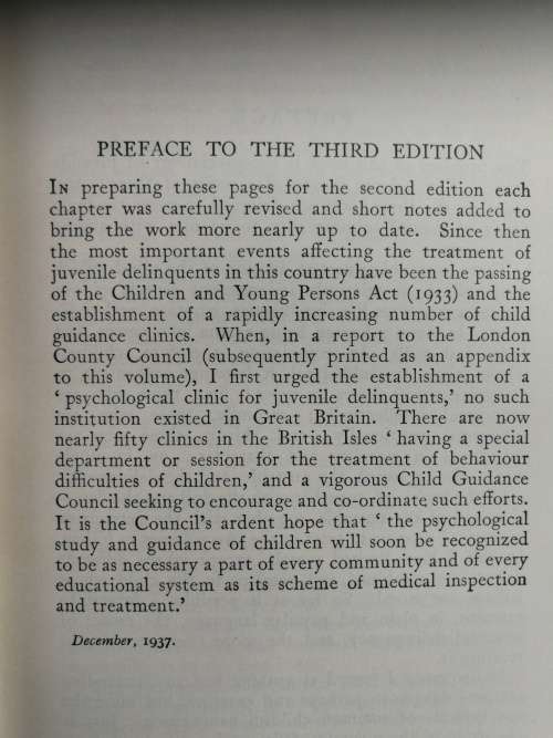 THE YOUNG DELINQUENT SIR CYRIL BURT Reprint Revised 1957 ( delinquency  Psychology )