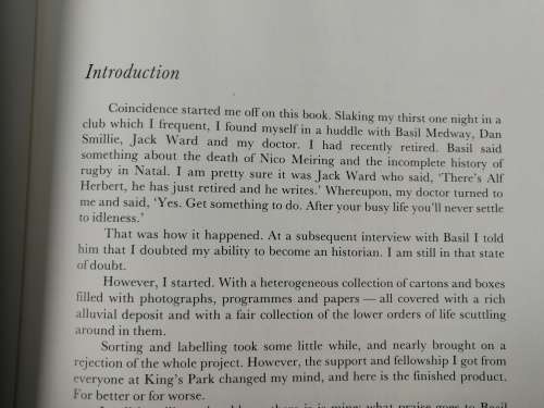 THE NATAL RUGBY STORY ALFRED HERBERT  Edited by REG SWEET ( Sharks  Rugby )
