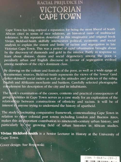 ETHNIC PRIDE and RACIAL PREJUDICE  in VICTORIAN CAPE TOWN VIVIAN BICKFORD-SMITH