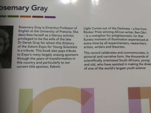 Light comes out of the Darkness The HISTORY of ESKOM EXPO for YOUNG SCIENTISTS by ROSEMARY GRAY