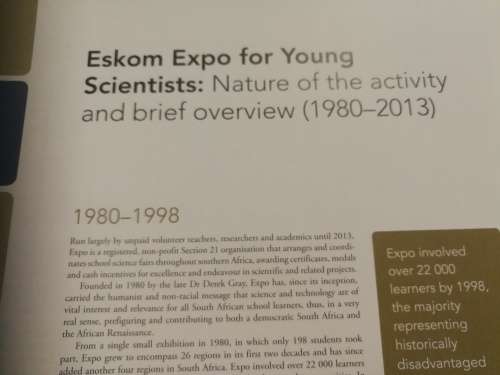 Light comes out of the Darkness The HISTORY of ESKOM EXPO for YOUNG SCIENTISTS by ROSEMARY GRAY