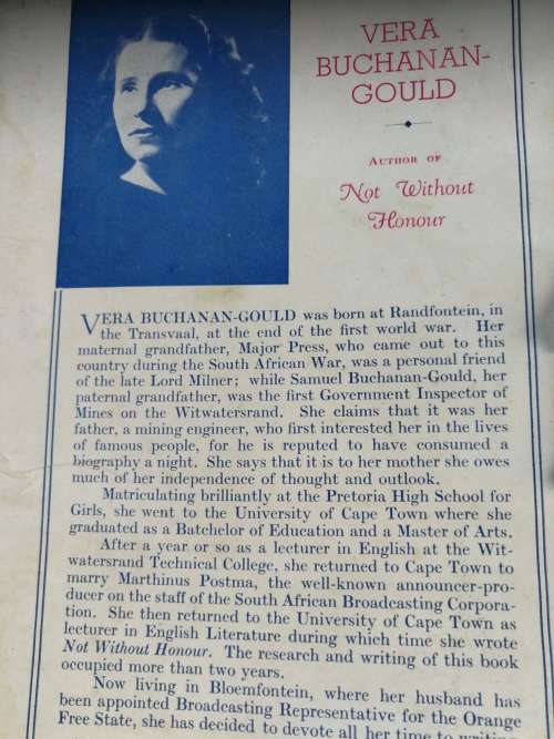 OLIVE SCHREINER  The Life and Writings VERA BUCHANAN-GOULD NOT WITHOUT HONOUR