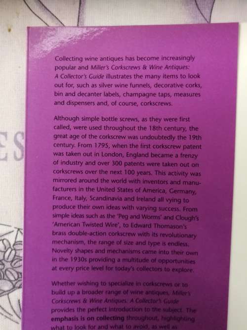 CORKSCREWS and WINE ANTIQUES A Collector`s Guide PHIL ELLIS