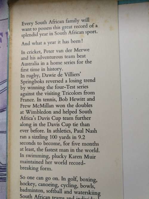 THE 1967 SOUTH AFRICAN SPORTS ANNUAL Rand Daily Mail Production Sporting achievements Rugby Cricket