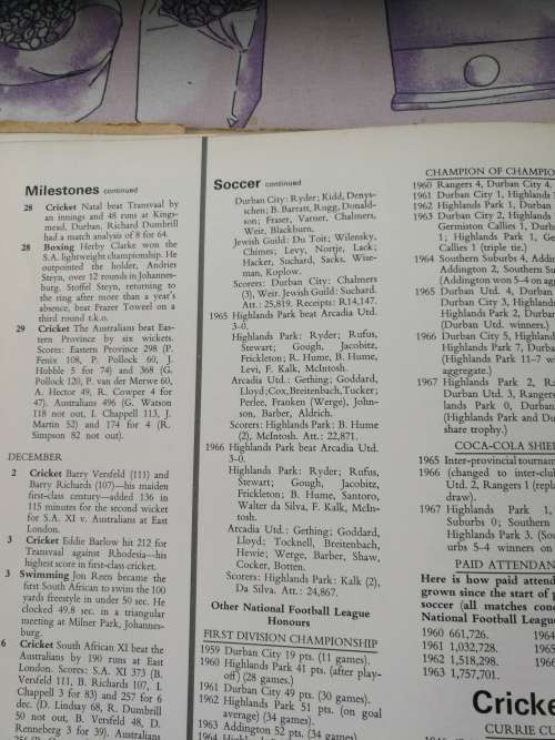 THE 1967 SOUTH AFRICAN SPORTS ANNUAL Rand Daily Mail Production Sporting achievements Rugby Cricket