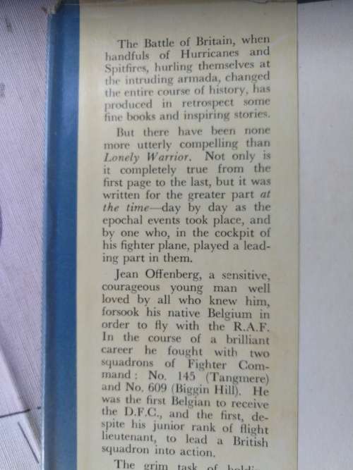 LONELY WARRIOR Editor VICTOR HOUART  Fighter Pilot Jean Offenberg Battle of Britain  aviation