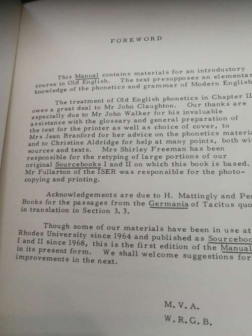 RHODES MANUAL OF OLD ENGLISH ALDRIDGE and BRANFORD  ( language )  ( Scarce )