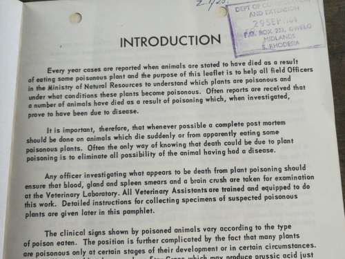 PLANTS POISONOUS TO LIVESTOCK Dr B STEELE Government Ecologist Ministry of Natural Resources MALAWI