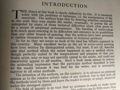 THE TECHNIQUE of WATER-COLOUR Painting by L RICHMOND and J LITTLEJOHNS 1948  ( art water colour )