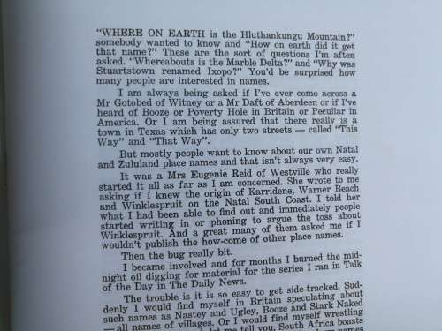 WHERE ON EARTH Place-Names of Natal and Zululand by DON STAYT