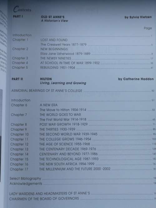OUR COLLEGE OF ST ANNE 1877 - 2002 by Sylvia Vietzen and Catherine Haddon (Hilton KZN Girls School )