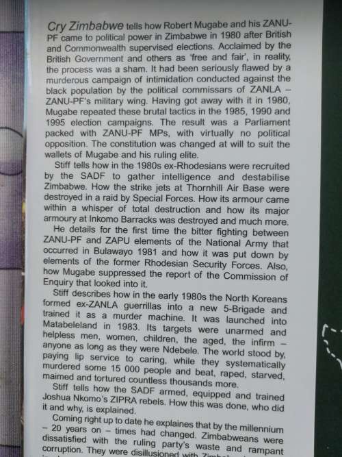 CRY ZIMBABWE Independence Twenty Years On PETER STIFF ( Rhodesiana )
