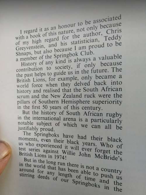 SPRINGBOK SAGA  A Pictorial History From 1891 Chris Greyvenstein South African Rugby history 90 year