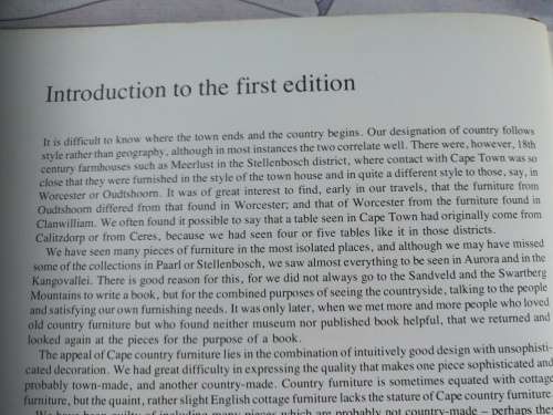 CAPE COUNTRY FURNITURE Michael Baraitser Anton Oberholzer Second Revised Edition A Pictorial Survey