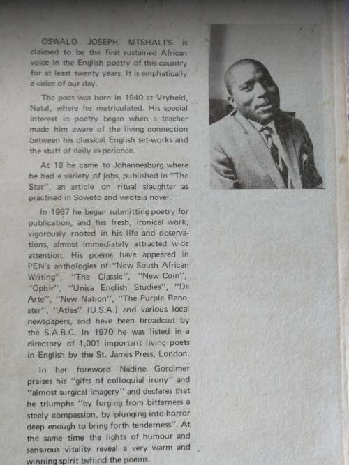 Sounds of a Cowhide Drum Oswald Joseph Mtshali Fwd Nadine Gordimer  ( Poems )