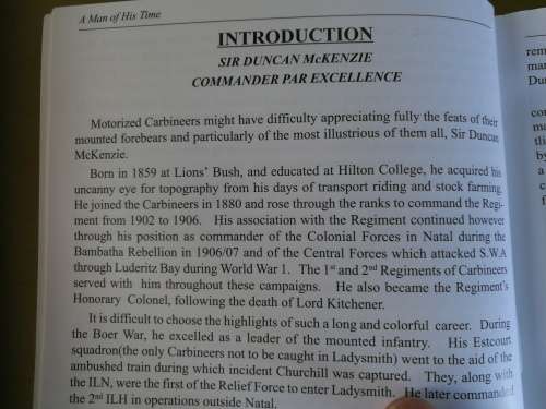 A MAN OF HIS TIME Brigadier General Sir DUNCAN McKENZIE (  Biography , Natal Carbineers )