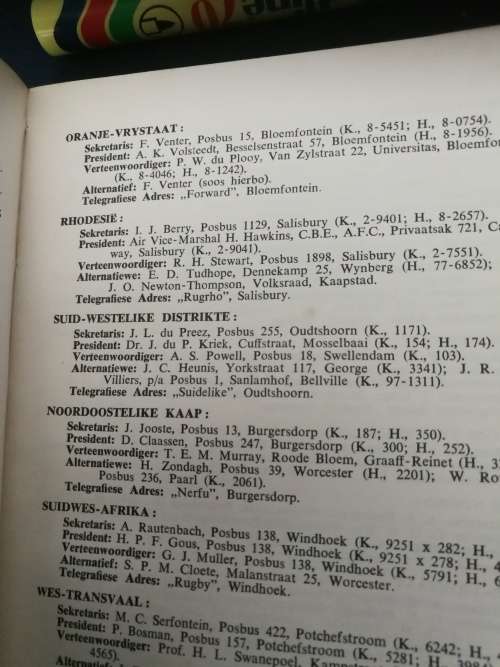 Rugby LAWS OF THE GAME SOUTH AFRICAN RUGBY BOARD 1969 REELS VAN DIE SPEL ( English and Afrikaans )