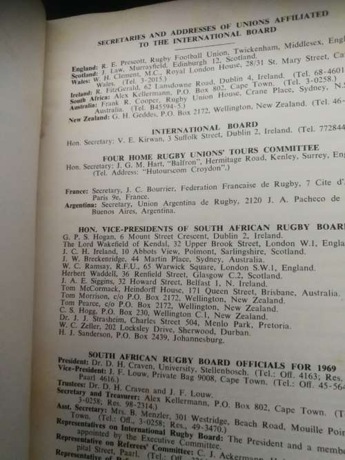 Rugby LAWS OF THE GAME SOUTH AFRICAN RUGBY BOARD 1969 REELS VAN DIE SPEL ( English and Afrikaans )