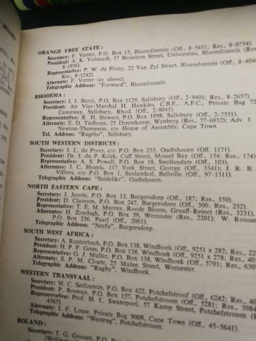 Rugby LAWS OF THE GAME SOUTH AFRICAN RUGBY BOARD 1969 REELS VAN DIE SPEL ( English and Afrikaans )