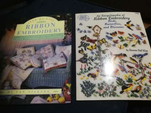 RIBBON EMBROIDERY 2 Books Step by Step Di van Niekerk plus An Encyclopedia of Ribbon Embroidery