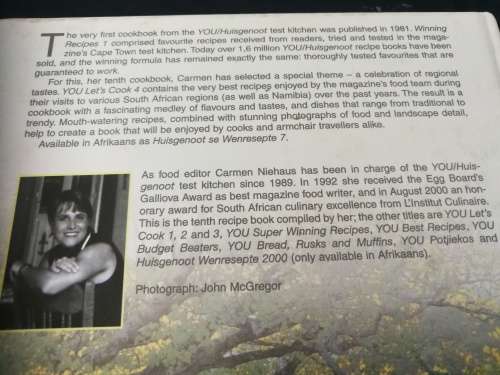2 books YOU LET`S COOK 4 Favourites from S A Kitchens PLUS SUPER WINNING RECIPIES CARMEN NIEHAUS