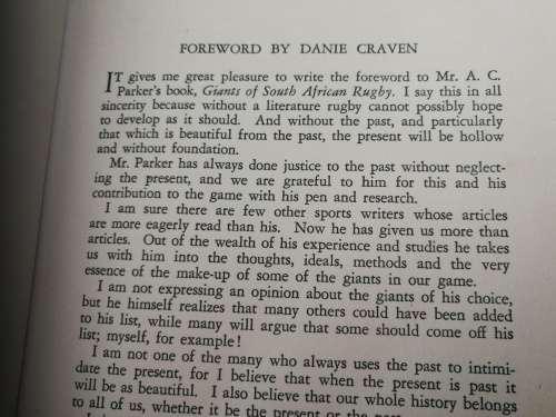 GIANTS OF SOUTH AFRICAN RUGBY with a Report on the LIONS A C PARKER ( 1955 )