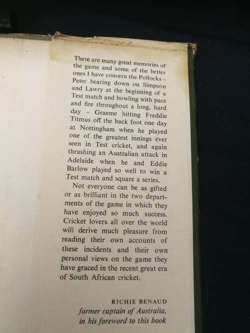 PETER and GRAEME POLLOCK BOUNCES and BOUNDARIES ( South African Cricket 1968 )