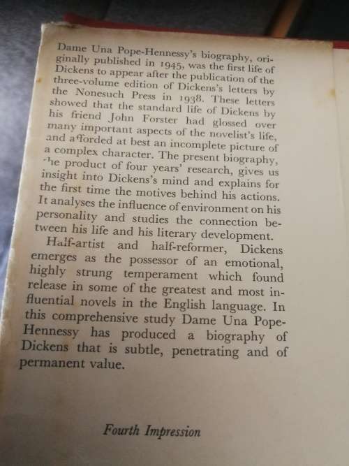 CHARLES DICKENS  1812 - 1870  UNA POPE HENNESSY Fourth Impression 1968 Hardcover