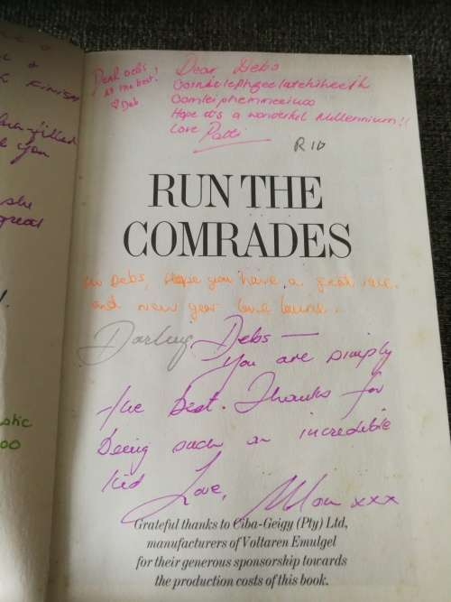 RUN THE COMRADES BRUCE FORDYCE  ( Marathon running  -  NB Writing added to the title page  )