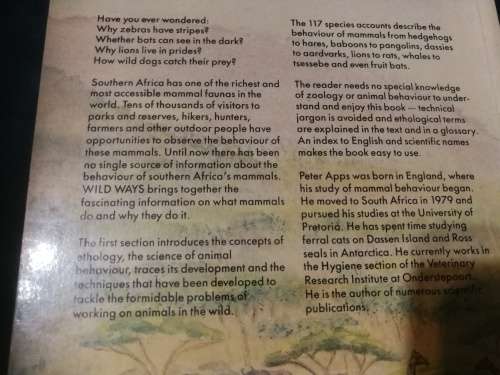 WILD WAYS PETER APPS Field Guide to the Behaviour of Southern African Mammals