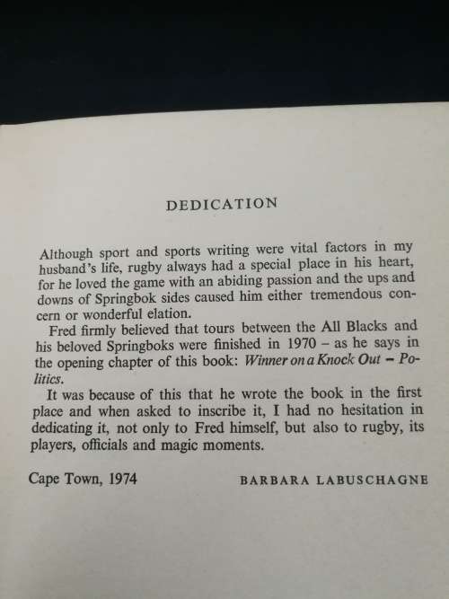 GOODBYE NEWLANDS FAREWELL EDEN PARK FRED LABUSCHAGNE ( S A vs New Zealand Rugby 1921 - 1970  )