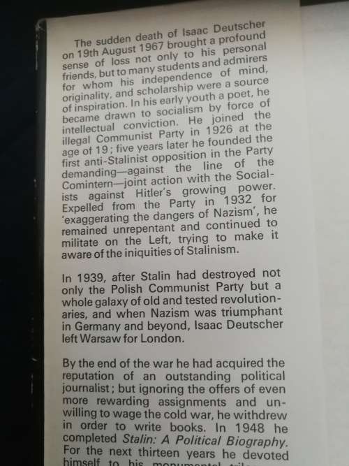 ISAAC DEUTSCHER The Man and his Work Edited by DAVID HOROWTCH   ( historian and Marxist 1971 )