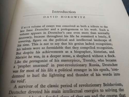 ISAAC DEUTSCHER The Man and his Work Edited by DAVID HOROWTCH   ( historian and Marxist 1971 )