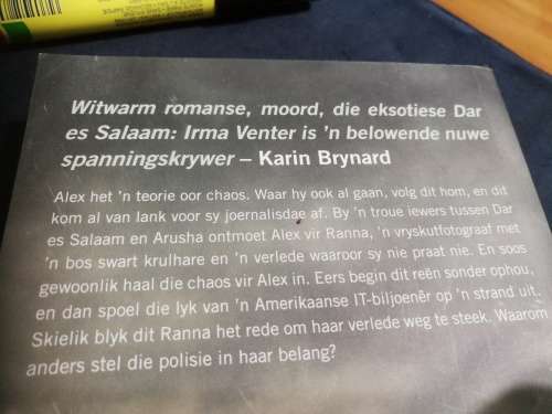 IRMA VENTER SKOENLAPPER Alex het `n teorie oor chaos. Waar hy ook al gaan, volg dit hom