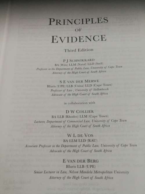 PRINCIPLES OF EVIDENCE SCHIKKARD VAN DER MERWE Third Edition Juta ( Law )