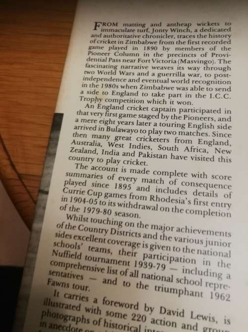 CRICKET`S RICH HERITAGE A History of Rhodesian and Zimbabwean CRICKET 1890 - 1982  by JONTY WINCH