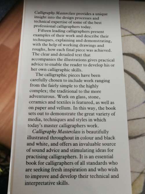 CALLIGRAPHY MASTERCLASS Practical Advice From 15 International Calligraphers PETER HALLIDAY